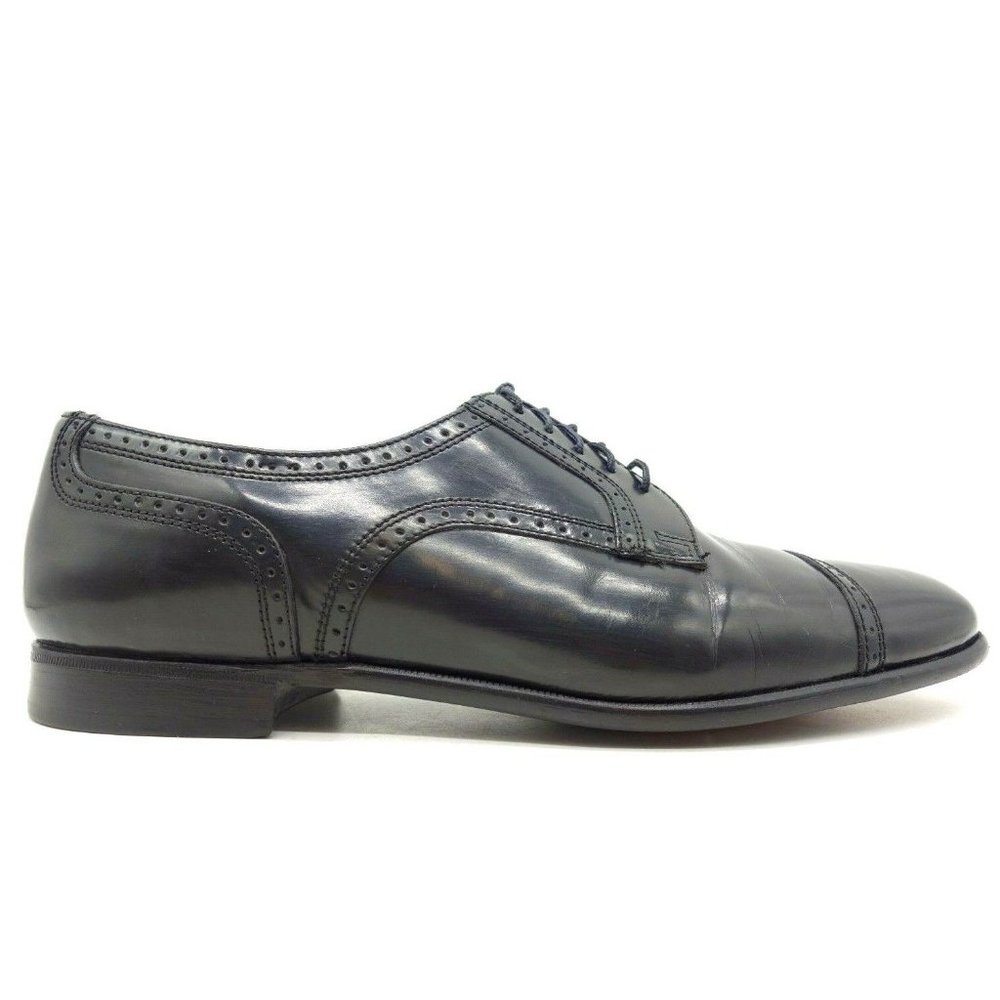 Barrington Black Leather Cap Toe Lace Up Dress Oxfords Shoes Men's 10.5 D